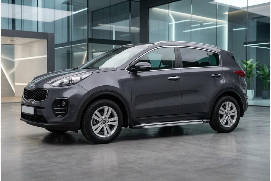 Kia Sportage 2015-2021 гг. Боковые Подножки Rainbow (2 шт., Алюминий) Image