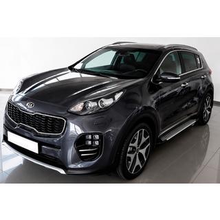 Боковые пороги Allmond Grey (2 шт., алюминий) Kia Sportage 2015-2021 гг. фото 1