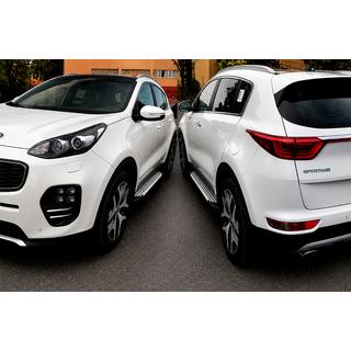 Боковые пороги Allmond Grey (2 шт., алюминий) Kia Sportage 2015-2021 гг. фото 4