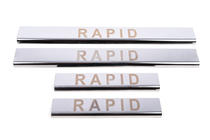 Skoda Rapid 2012-2019 гг. Накладки на пороги Carmos V1 (4 шт, нержавейка) фото 2