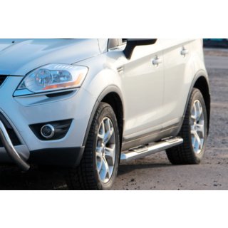 Боковые трубы прямые (2 шт., нержавейка) Ford Kuga 2008-2013 гг. фото 1