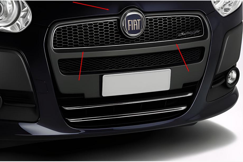 Fiat Doblo II 2010-2022 гг. Накладка на решетку радиатора (2010-2015, Верхняя, Нержавеющая сталь) Image