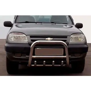 Кенгурятник QT006 (нержавейка) Chevrolet Niva 1998-2020 гг. фото 1