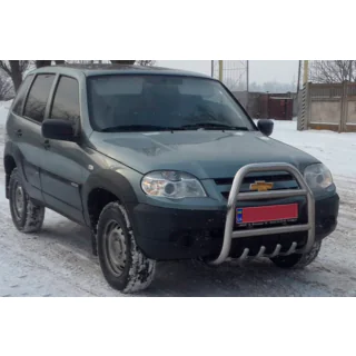 Кенгурятник QT007 (нержавейка) Chevrolet Niva 1998-2020 гг. фото 4