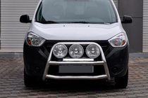 Dacia Dokker 2013-2022 гг. Защита переднего бампера WT022 (нержавейка) фото 1