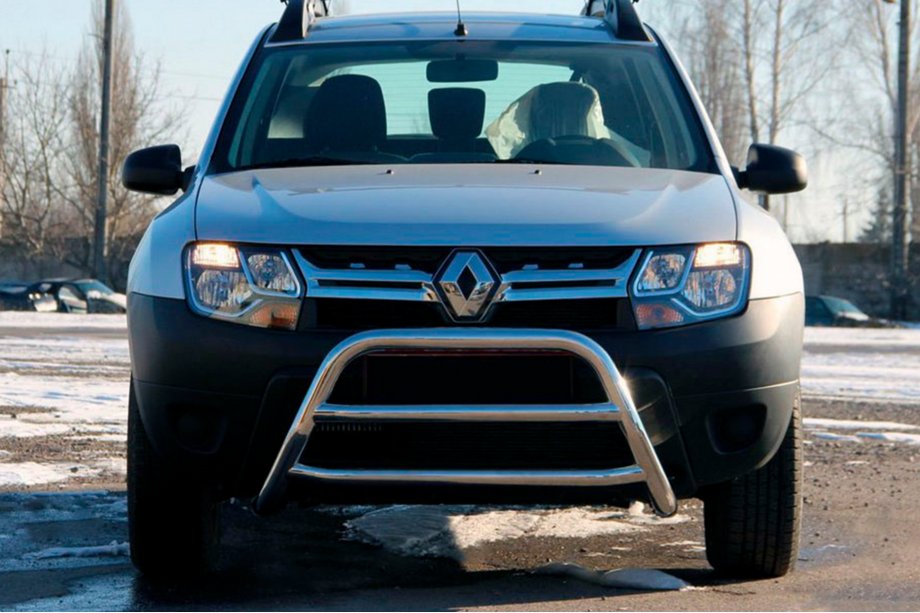 Dacia Duster 2008-2018 гг. Передняя защита WT022 Нержавейка Image