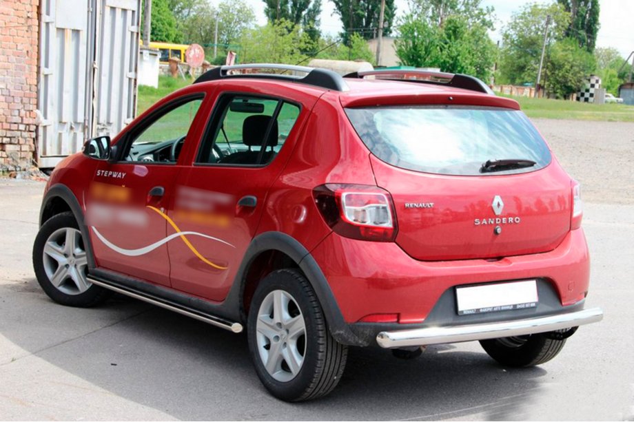 Dacia Sandero 2013-2020 гг. Задняя дуга AK002 (нержавейка) Фото 3