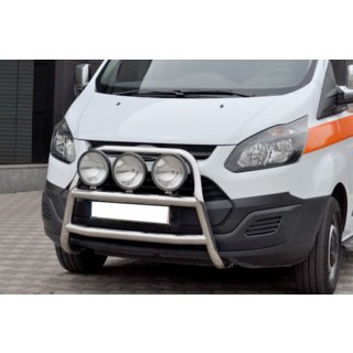 Защита переднего бампера WT022 (нержавейка) Ford Custom 2013-2022 гг. фото 2