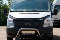 Ford Transit 2000–2014 гг. Защита переднего бампера WT002 (2006-2014, Нержавейка) фото 1