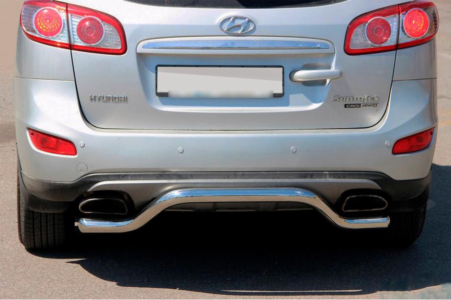 Hyundai Santa Fe 2 2006-2012 гг. Задняя дуга AK007-2 (нерж. сталь) Фото 2