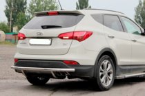 Hyundai Santa Fe 3 2012-2018 гг. Задняя дуга AK002 (нерж. сталь) фото 2