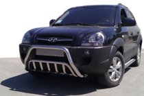 Hyundai Tucson JM 2004- гг. Защита переднего бампера WT002 (нерж. сталь) фото 1