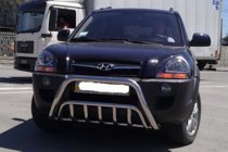 Hyundai Tucson JM 2004- гг. Защита переднего бампера WT002 (нерж. сталь) фото 2