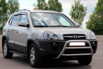 Hyundai Tucson JM 2004- гг. Защита переднего бампера WT022 (нержавейка) фото 3