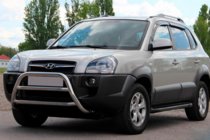 Hyundai Tucson JM 2004- гг. Защита переднего бампера WT022 (нержавейка) фото 1