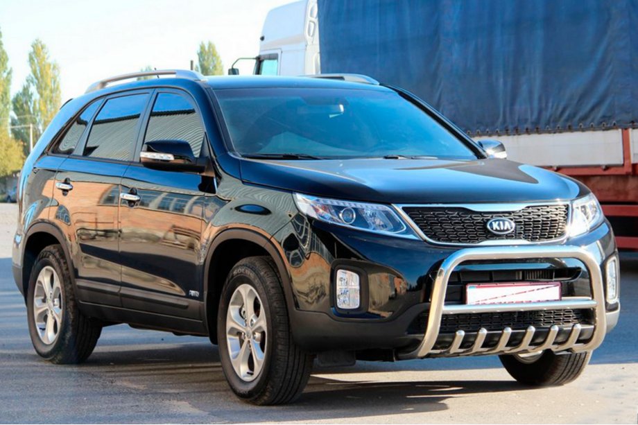 Kia Sorento II XM 2009-2014 гг. Защита переднего бампера WT021 (нерж. сталь) Фото 3