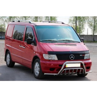Кенгурятник с усами WT002 Plus (нерж.) Mercedes Vito W638 1996-2003 гг. фото 1