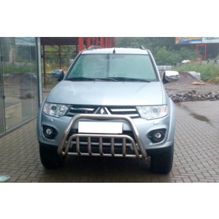 Передняя защита WT002 (нержавейка) Mitsubishi Pajero Sport 2008-2015 гг. фото 1