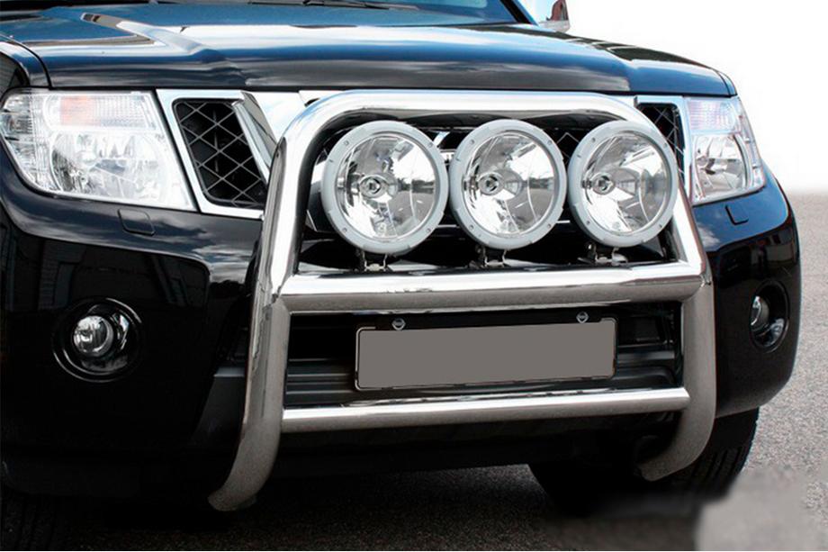 Nissan Navara 2006-2015 гг. Защита переднего бампера WT018 (нержавейка) Фото 1