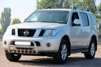 Nissan Pathfinder R51 2005-2014 гг. Передняя защита WT008 (нержавейка) фото 1