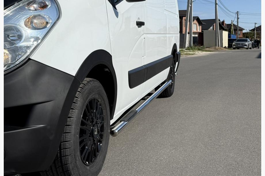 Nissan NV400 2010-2024 гг. Боковые трубы BB002 (2 шт., нержавейка) Длинная База Фото 4