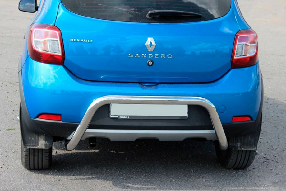 Renault Sandero 2013-2022 гг. Задняя дуга AK007 (нерж сталь) Image