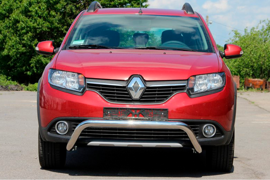 Renault Sandero 2013-2022 гг. Передняя дуга WT007 (нерж. сталь) Image