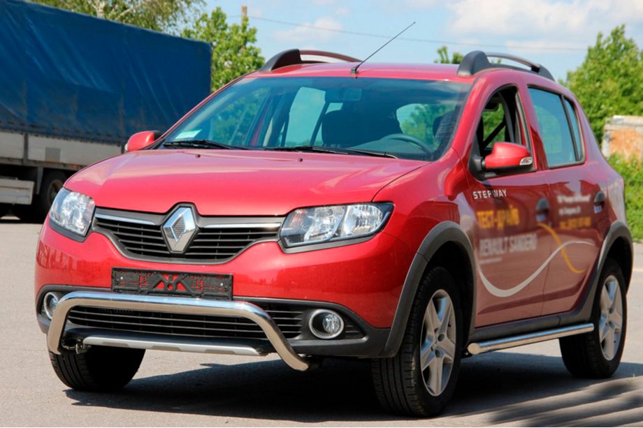 Dacia Sandero 2013-2020 гг. Передняя дуга WT007 (нерж. сталь) Image