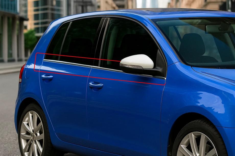 Volkswagen Golf 6 2008-2014 гг. Молдинги на стекла (4 шт, нержавейка) Carmos - Турецкая Нержавеющая Сталь Фото 2