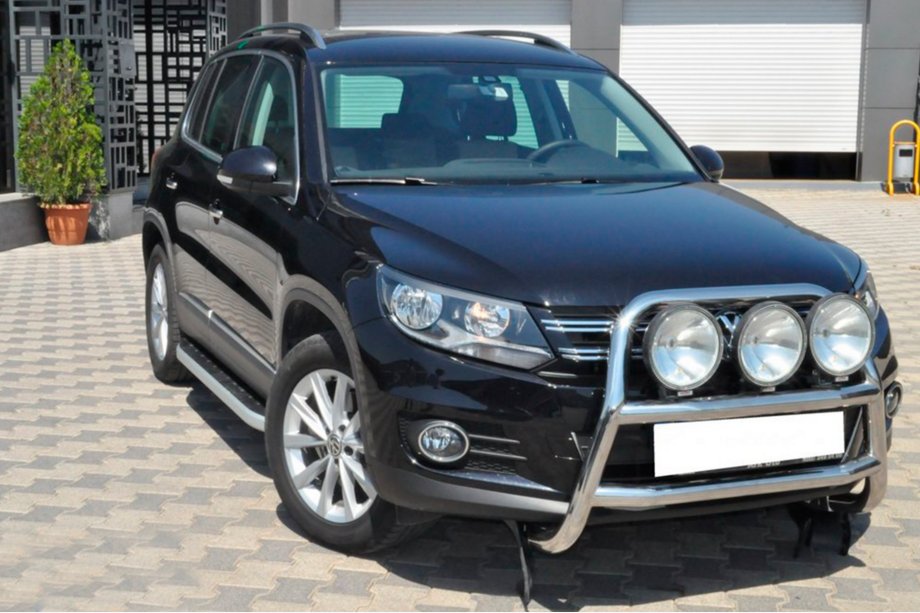 Volkswagen Tiguan 2007-2016 гг. Защита переднего бампера WT018 (нержавейка) Image