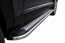 Porsche Cayenne 2003–2010 гг. Боковые Подножки Maydos V2 (2 шт., Алюминий и Нержавейка) фото 1