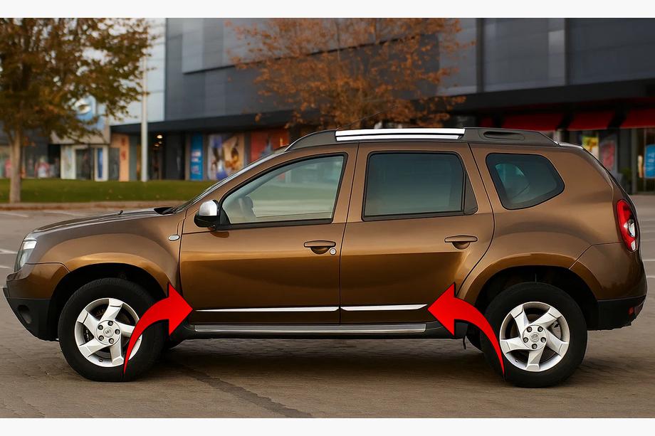 Dacia Duster 2008-2018 гг. Дверные Молдинги Нержавеющая Сталь (4 шт.) Image