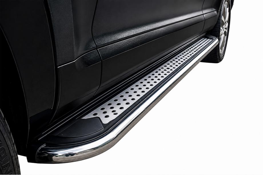 Volkswagen Touareg 2010-2018 гг. Боковые Подножки Maydos V2 (2 шт., Алюминий и Нержавейка) Фото 2