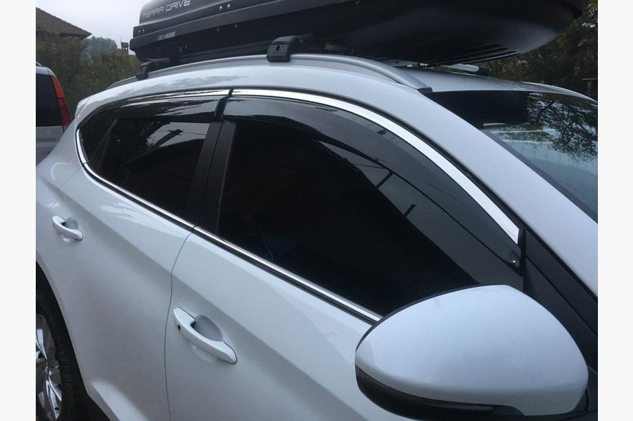 Hyundai Tucson TL 2016-2021 гг. Ветровики с хромированной вставкой (6 шт, Niken) Фото 5