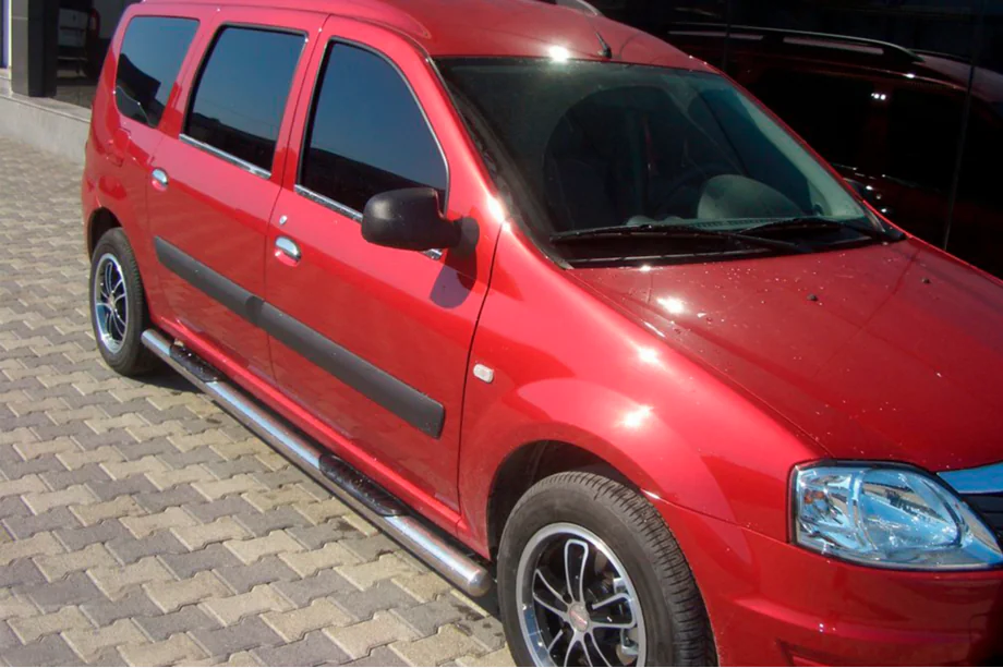 Dacia Logan MCV 2004-2014 гг. Боковые трубы (2 шт., нержавейка) 60 мм, голые трубы Фото 2