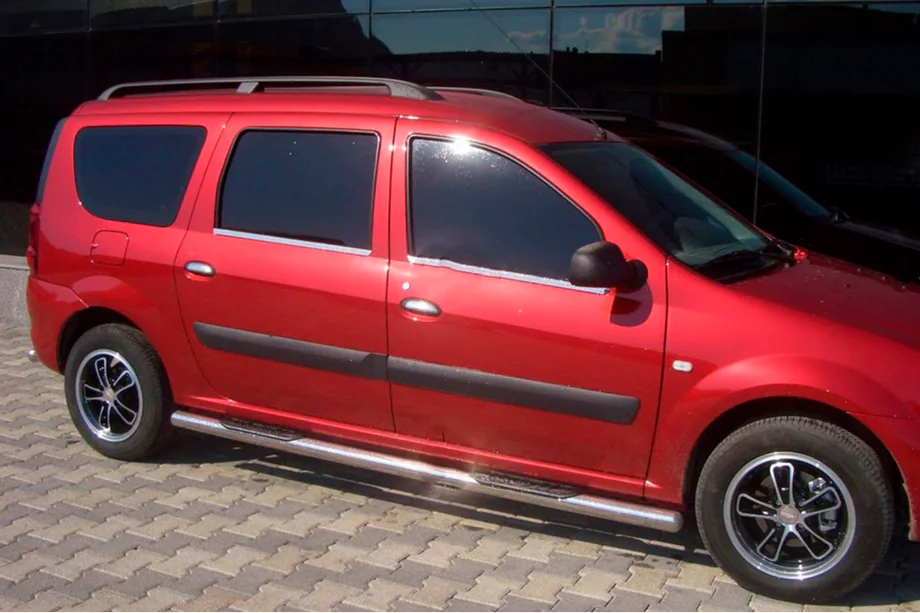 Dacia Logan MCV 2004-2014 гг. Боковые трубы (2 шт., нержавейка) 60 мм, голые трубы Фото 1