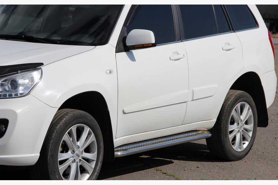 Chery Tiggo 1 2005-2016 гг. Боковые Подножки Premium (2 шт., Нержавейка) Image
