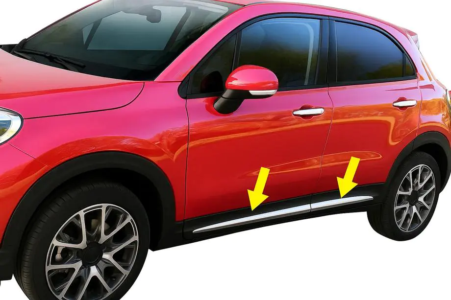 Fiat 500X 2014-2024 гг. Хромированные молдинги на двери (4 шт) Фото 7