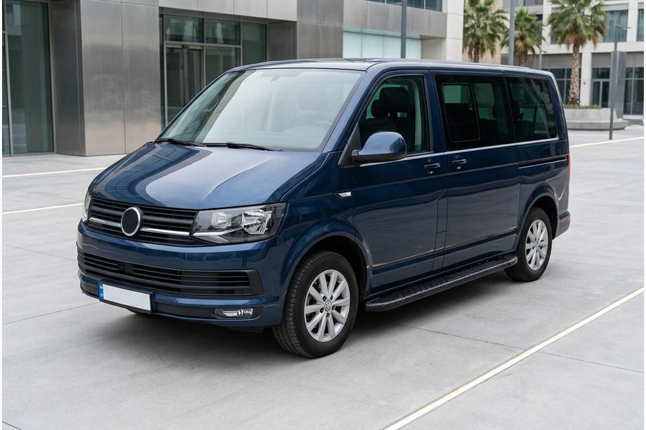 Volkswagen T6 2015-2024 гг. Боковые пороги Bosphorus Black (2 шт., алюминий) Image