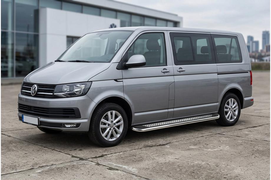 Volkswagen T6 2015-2024 гг. Боковые Подножки Maydos V2 (2 шт., нержавейка) Image