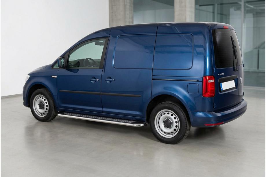 Volkswagen Caddy 2015-2020 гг. Боковые Подножки Maydos V2 (2 шт., Алюминий и Нержавейка) Image