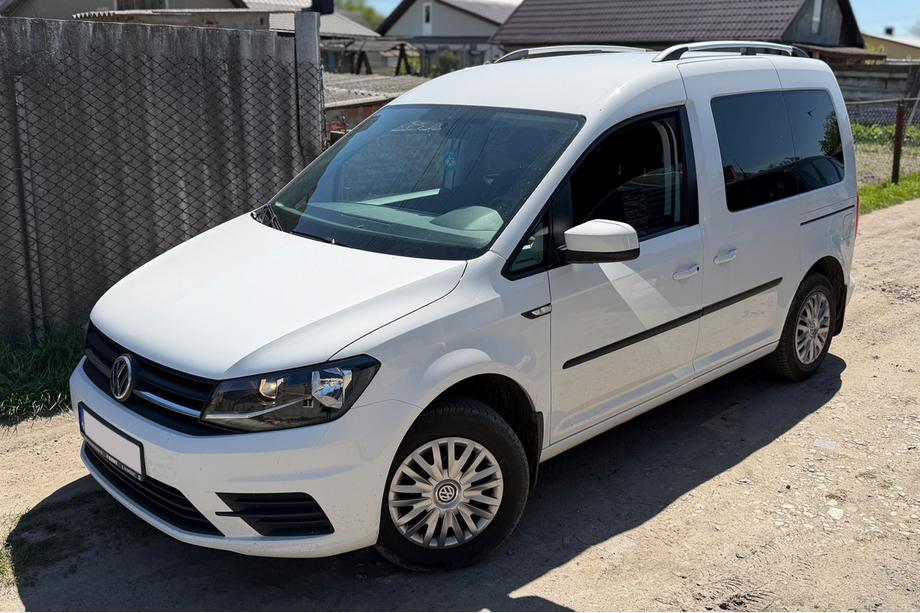 Volkswagen Caddy 2015-2020 гг. Хромированные Рейлинги Макси база, металлические ножки Фото 5