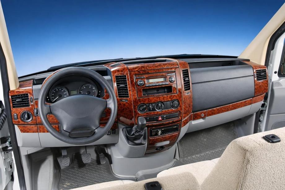 Mercedes Sprinter W906 2006–2018 гг. Накладки на панель приборов (Meric, 50 деталей) Карбон Image