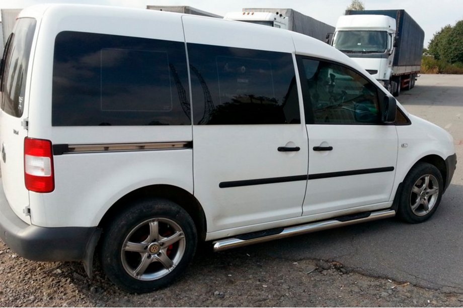 Volkswagen Caddy 2004-2010 гг. Боковые трубы (2 шт., нержавейка) 60 мм, База Maxi Image