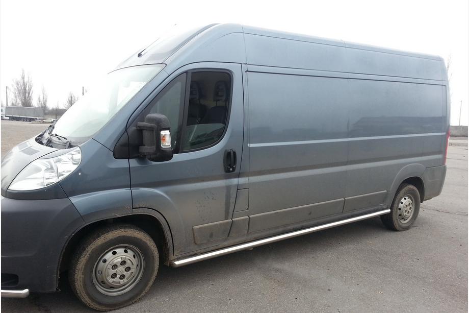 Citroen Jumper 2007-2025 гг. Боковые трубы (2 шт., нержавейка) Длинная база, Ø70 Фото 2