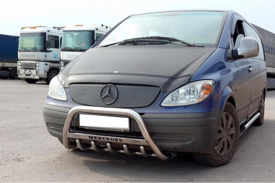 Mercedes Viano 2004-2014 гг. Защита переднего бампера WT003/004 (нержавейка) Image