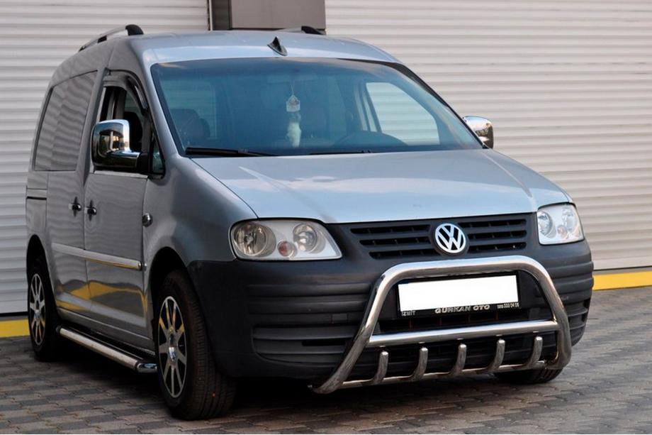 Volkswagen Caddy 2004-2010 гг. Кенгурятник WT003 (нержавейка) 60мм, без надписи Фото 4