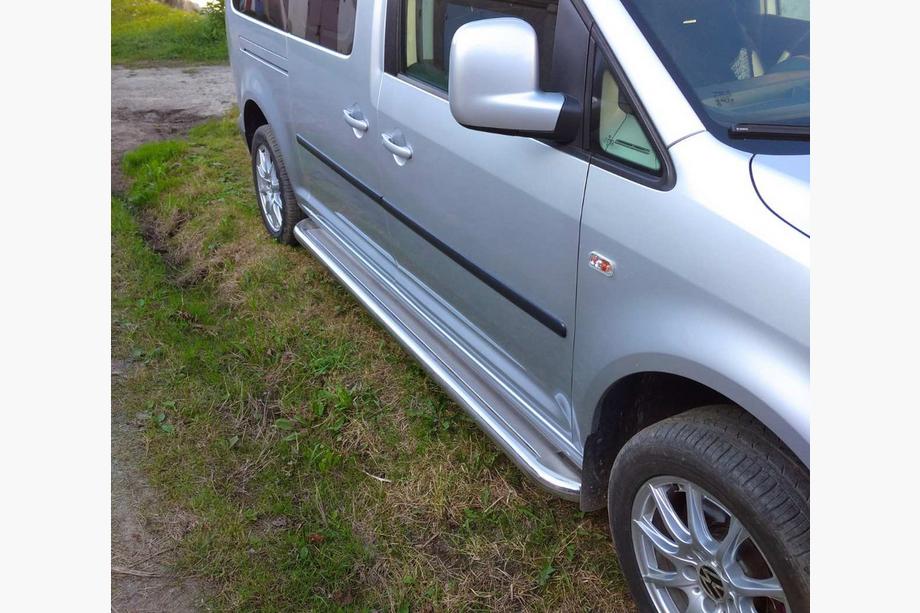 Volkswagen Caddy 2004-2010 гг. Боковые Подножки Premium (2 шт., Нержавейка) Стандартная база, d60 Image