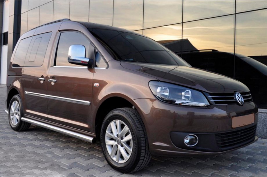 Volkswagen Caddy 2004-2010 гг. Боковые трубы BB001 (2 шт., нержавейка) Image