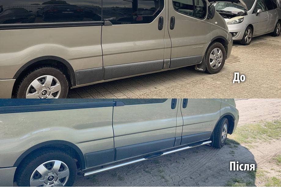 Nissan Primastar 2002-2014 гг. Боковые трубы (2 шт, нержавейка) 60мм, Длинная база Image